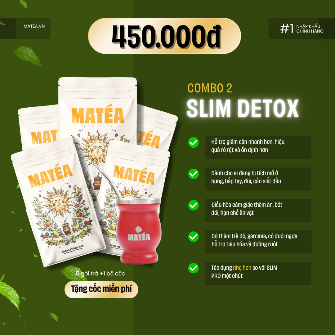 Combo Slim Detox 5 trà tặng cốc