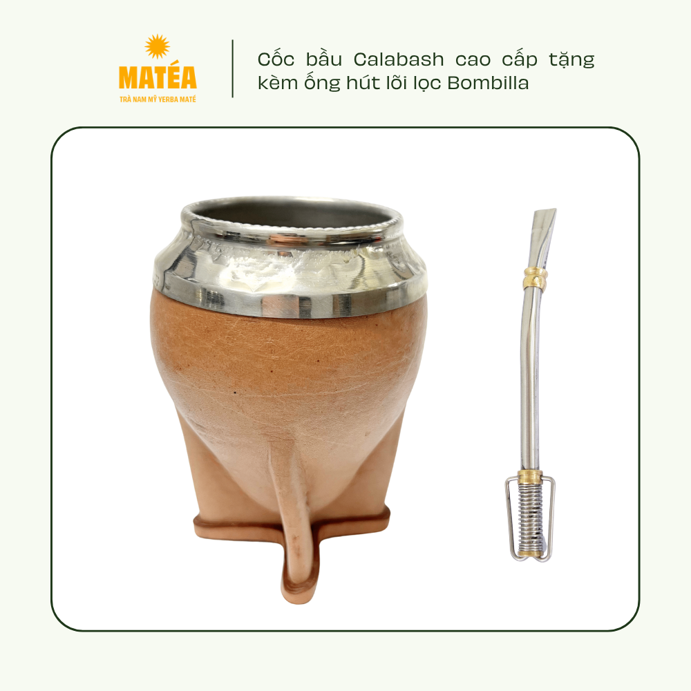 Cốc bầu cao cấp Calabash bọc da miệng tròn
