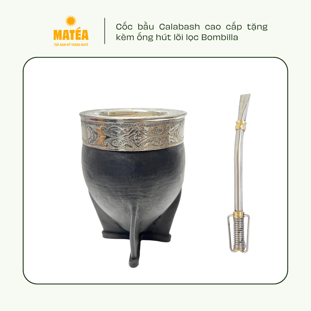 Cốc bầu cao cấp Calabash bọc da miệng hoa