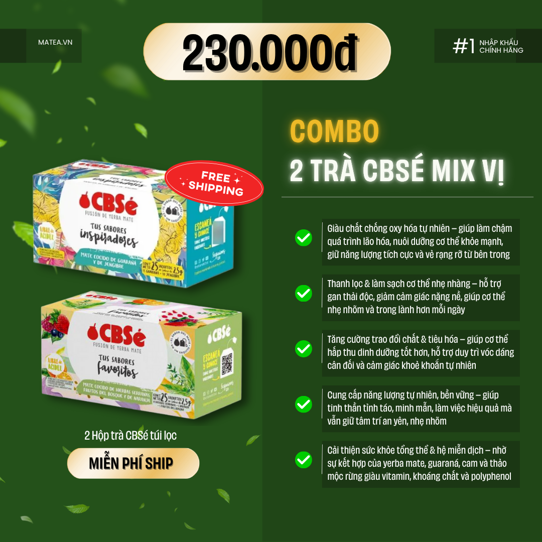 Combo THANH LỌC DETOX 2 hộp trà Cbse túi lọc nhiều vị