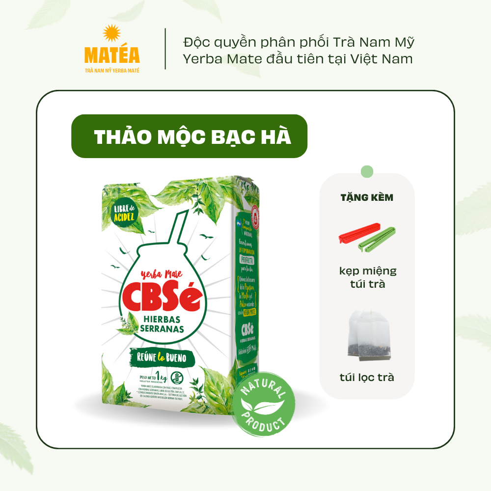 Trà Yerba Mate CBSE hương thảo mộc Serranas Bạc hà 500g