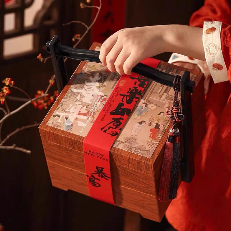 Hộp gỗ tết 2 tầng