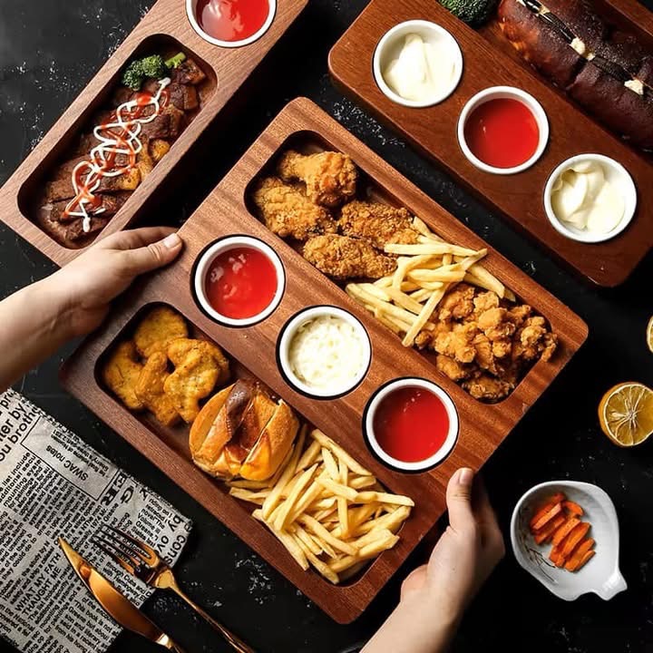 Khay gỗ đựng đồ chiên