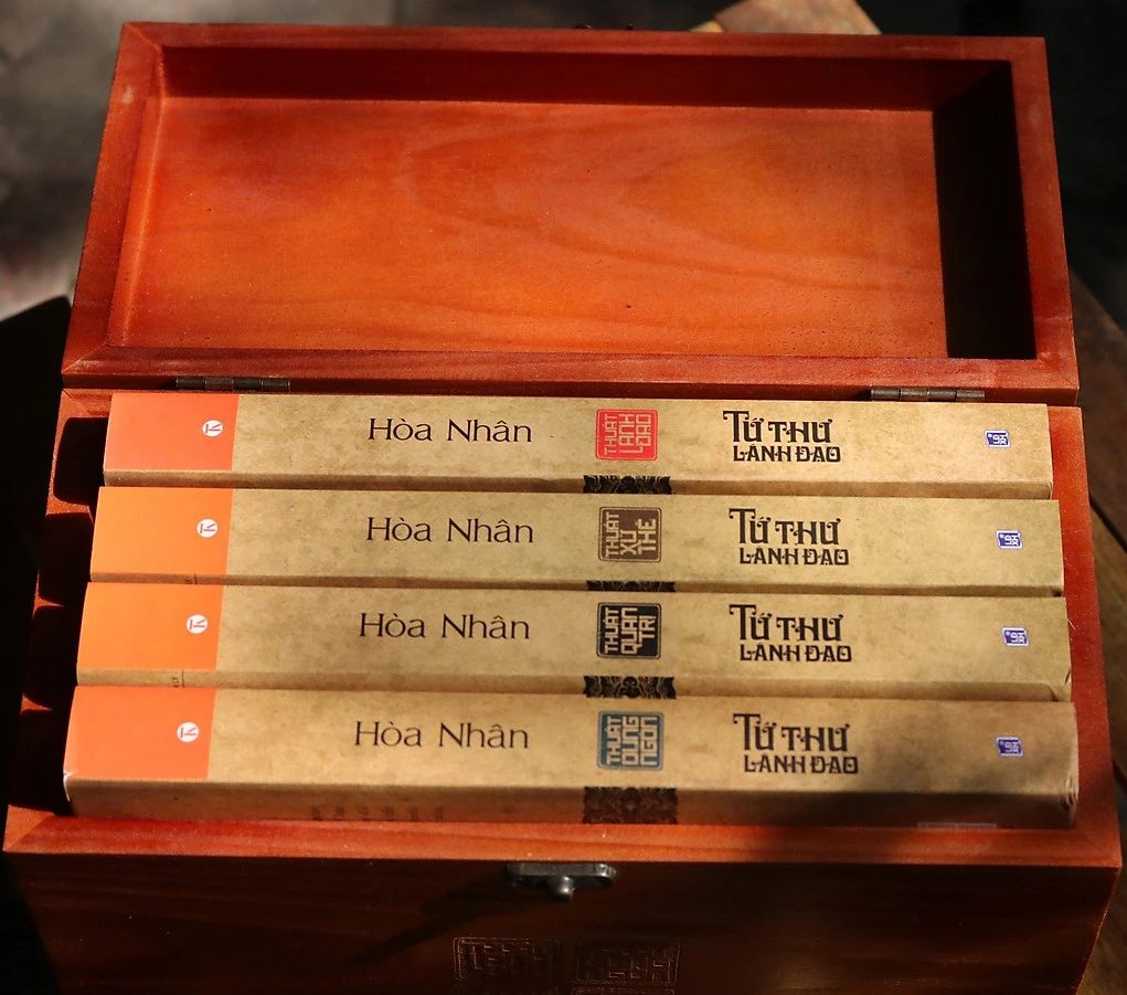 Bộ Hộp Gỗ Tứ Thư Lãnh Đạo - Hòa Nhân (Mới 100%) Quản trị, lãnh đạo, Thái Hà Books - SÁCH ĐẠI HỌC