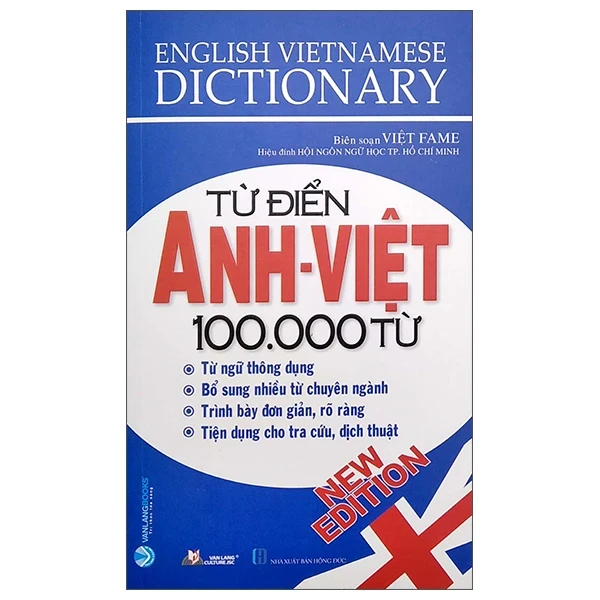 Từ Điển Anh - Việt 100.000 Từ - Việt Fame (Mới 100%) Tiếng Anh, Văn Lang Books - SÁCH ĐẠI HỌC