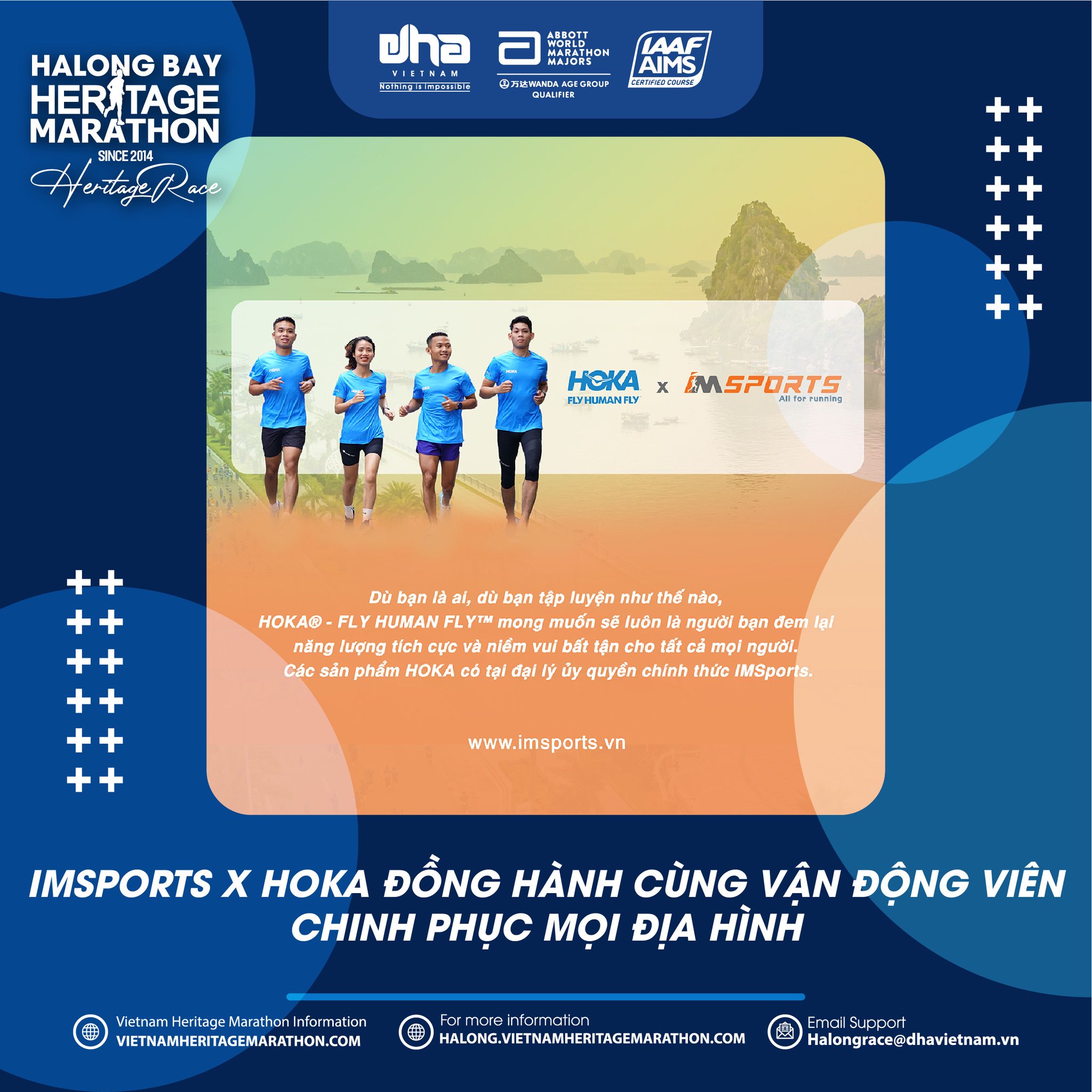 Giải Marathon Di Sản Hạ Long, được tạp chí "Runner's World UK" công nhận là một trong 50 cuộc đua tuyệt vời nhất trên thế giới, đang chờ đón sự hợp tác sôi động của IMSports và thương hiệu giày thể thao danh tiếng HOKA® trong chương trình năm 2023.