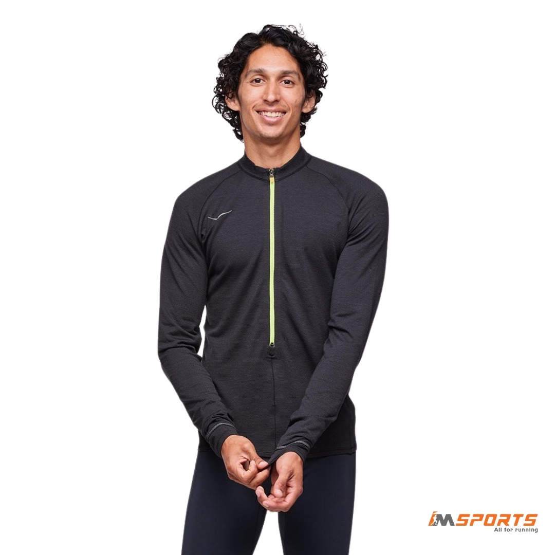 Áo Tay Dài Bó Cơ Nam Hoka Basezip Long - Black