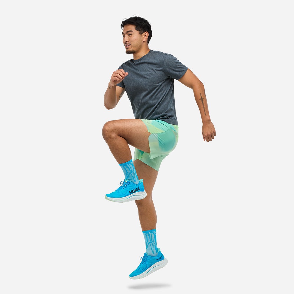 Quần Chạy Bộ Nam HOKA Glide 5'' With Brief - Xanh Mint