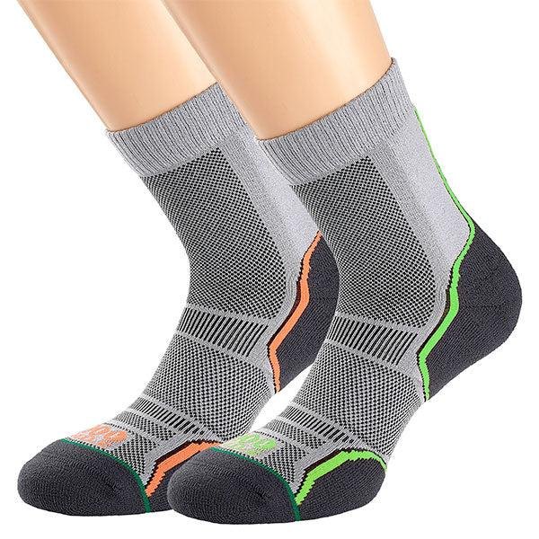 Tất chạy địa hình 1000 Mile Trail Sock Twin Pack (Bộ 2 đôi) - Grey/Orange + Grey/Green