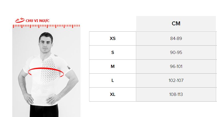 BẢNG SIZE ÁO CHẠY BỘ COMPRESSPORT NAM