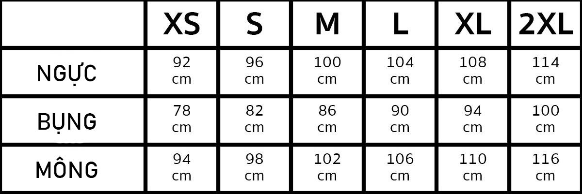 bảng size quần áo chạy bộ Buff nam