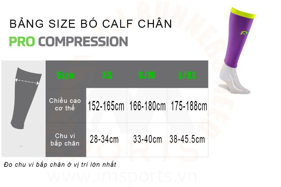 Bảng size Bó calf Pro compression