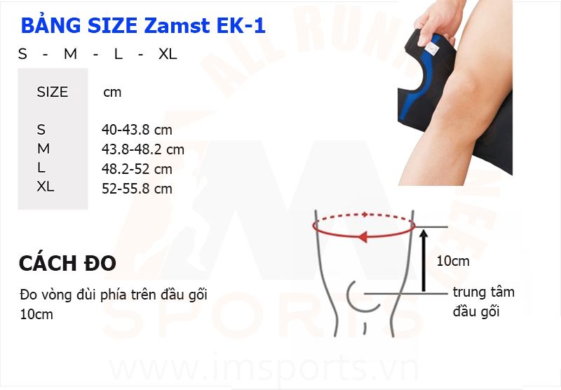 Bảng size Zamst EK 1