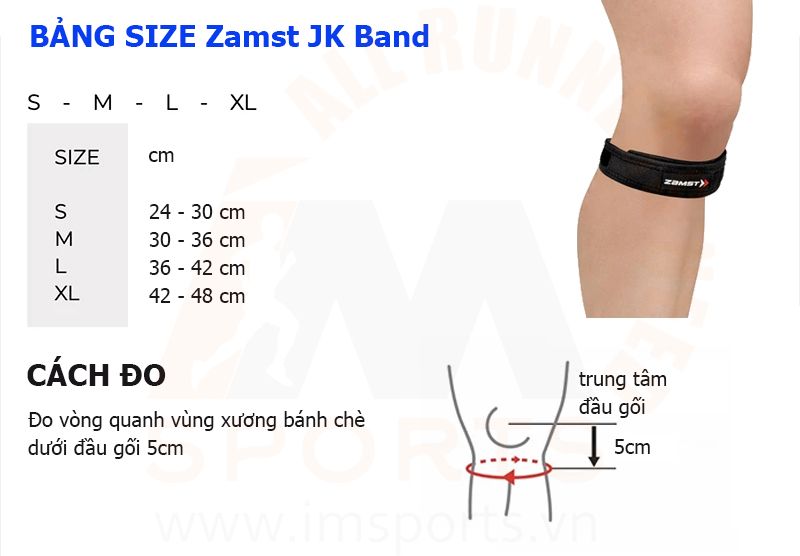 Bảng size Zamst JK Band