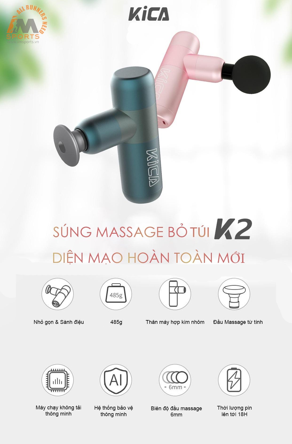 Thông số máy massage cầm tay kica k2