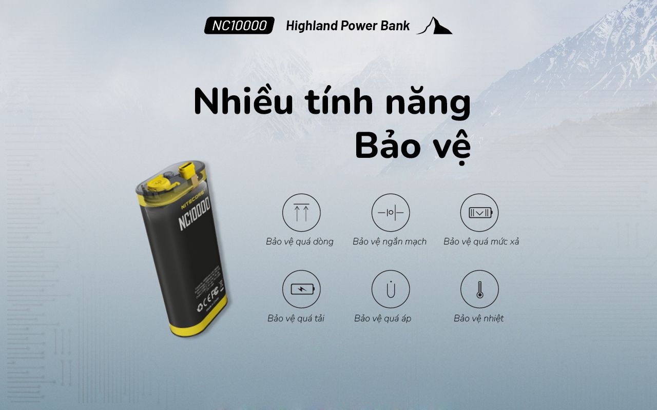 Sạc dự phòng kết hợp đèn LED Nitecore NC10000 Outdoor Compact Power Bank