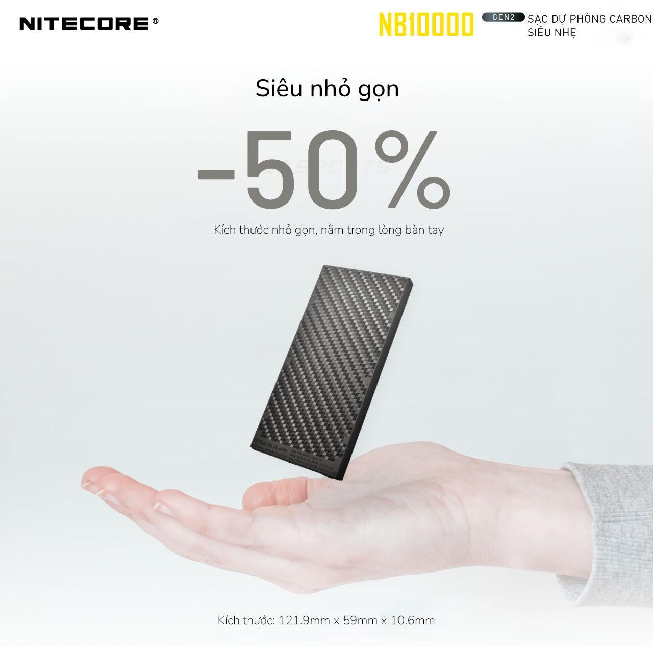 Sạc dự phòng vỏ Carbon siêu nhẹ Nitecore NB10000 Gen 2 Power Bank