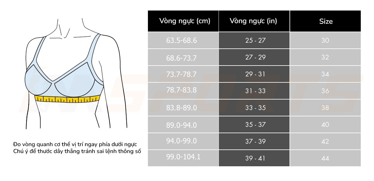 Bảng size áo bra Brooks