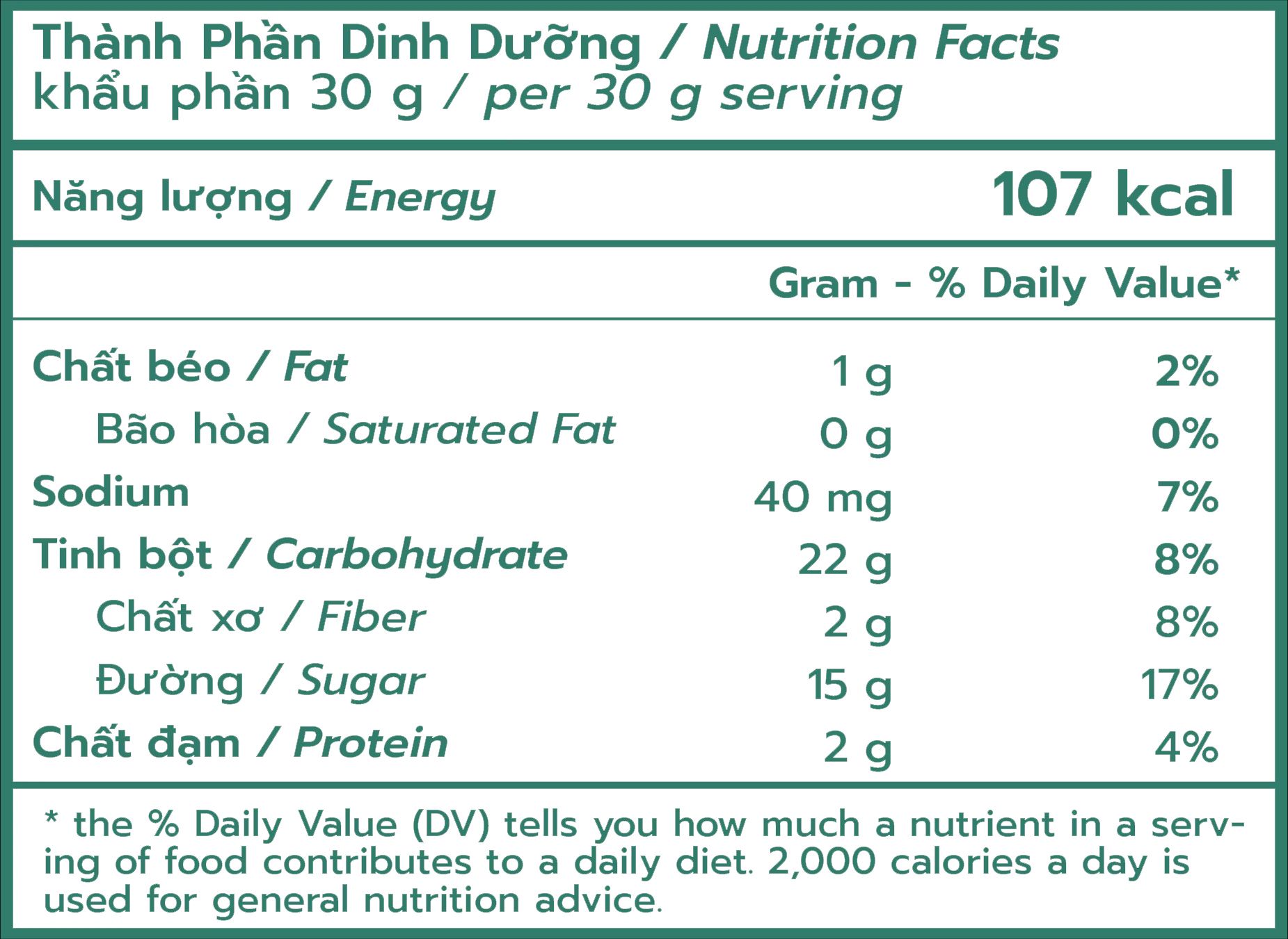 Thành phần dinh dưỡng thanh năng lượng tự nhiên Lecka - dứa