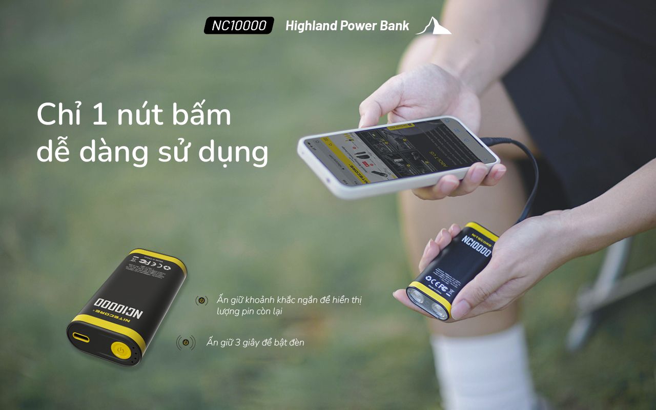 Sạc dự phòng kết hợp đèn LED Nitecore NC10000 Outdoor Compact Power Bank