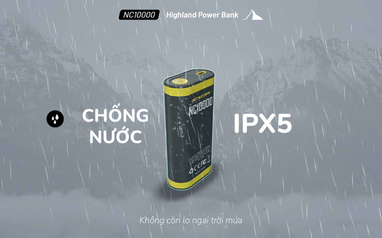 Sạc dự phòng kết hợp đèn LED Nitecore NC10000 Outdoor Compact Power Bank