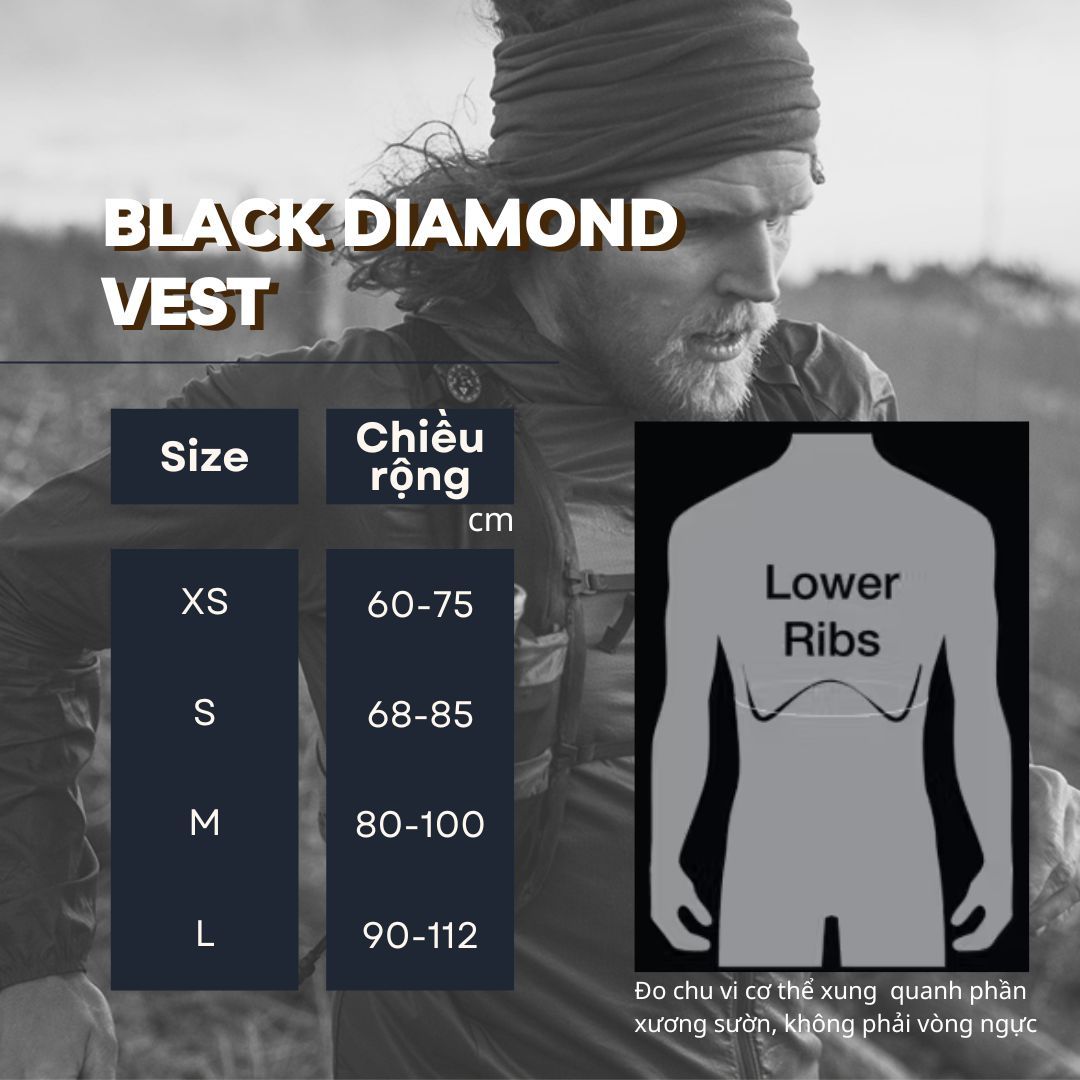 Bảng size vest chạy trail Black Diamond