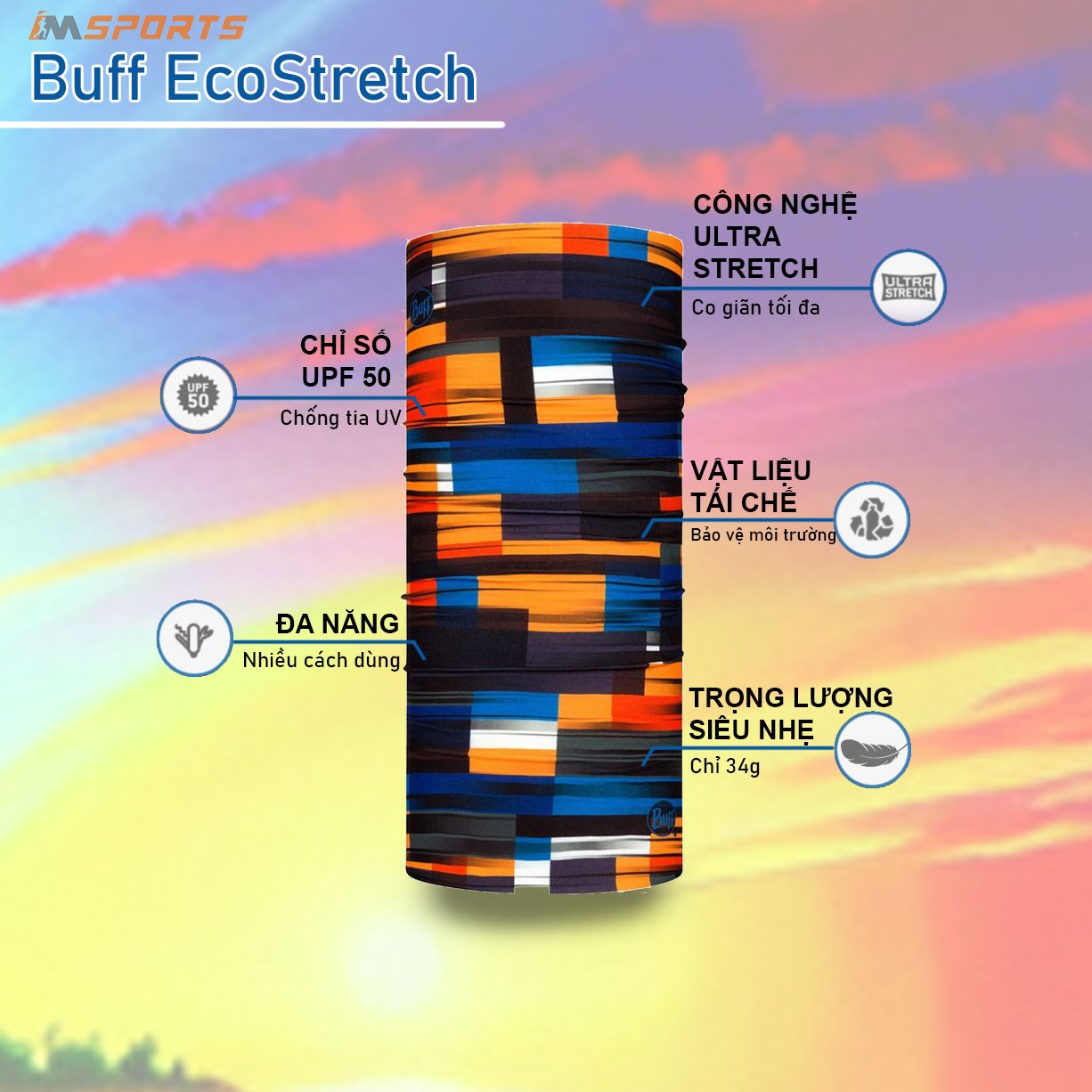 tính năng Khăn ống đa năng BUFF - ORIGINAL ECOSTRETCH