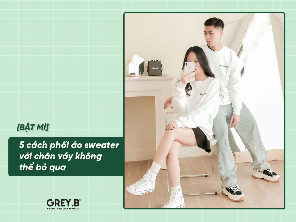Set áo sweater và chân váy xếp li + bốt đen - Bộ | ThờiTrangNữ.vn