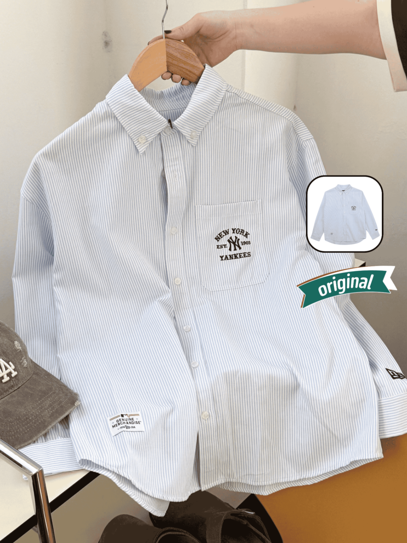 NE Shirt NY Striped Blue White