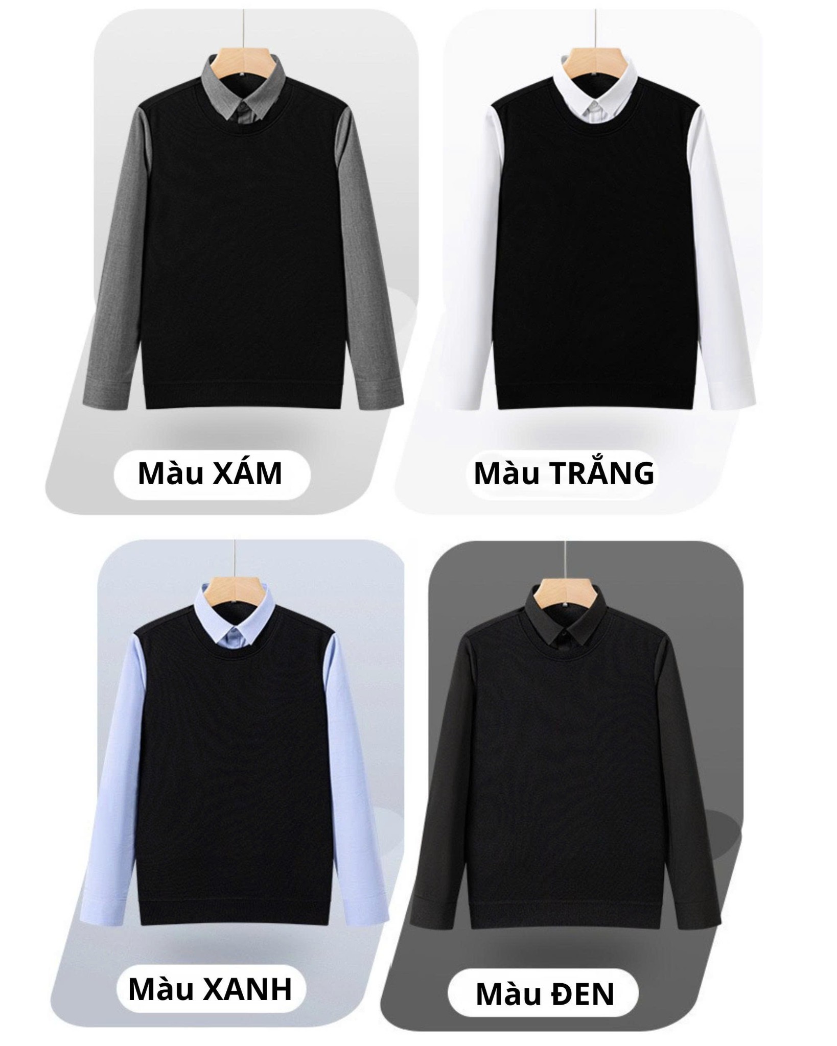 ÁO LEN LÔNG CỪU PHỐI SƠ MI DỆT KIM CAO CẤP-SM708