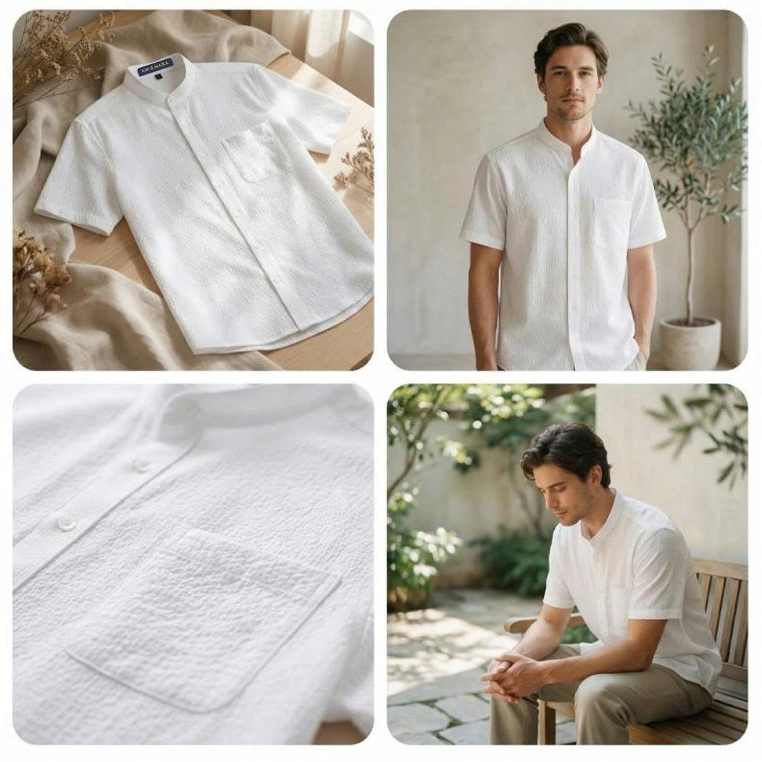 ÁO SƠ MI NAM COTTON XỐP HÀN CỘC TAY CAO CẤP 661 ( SMC02 )