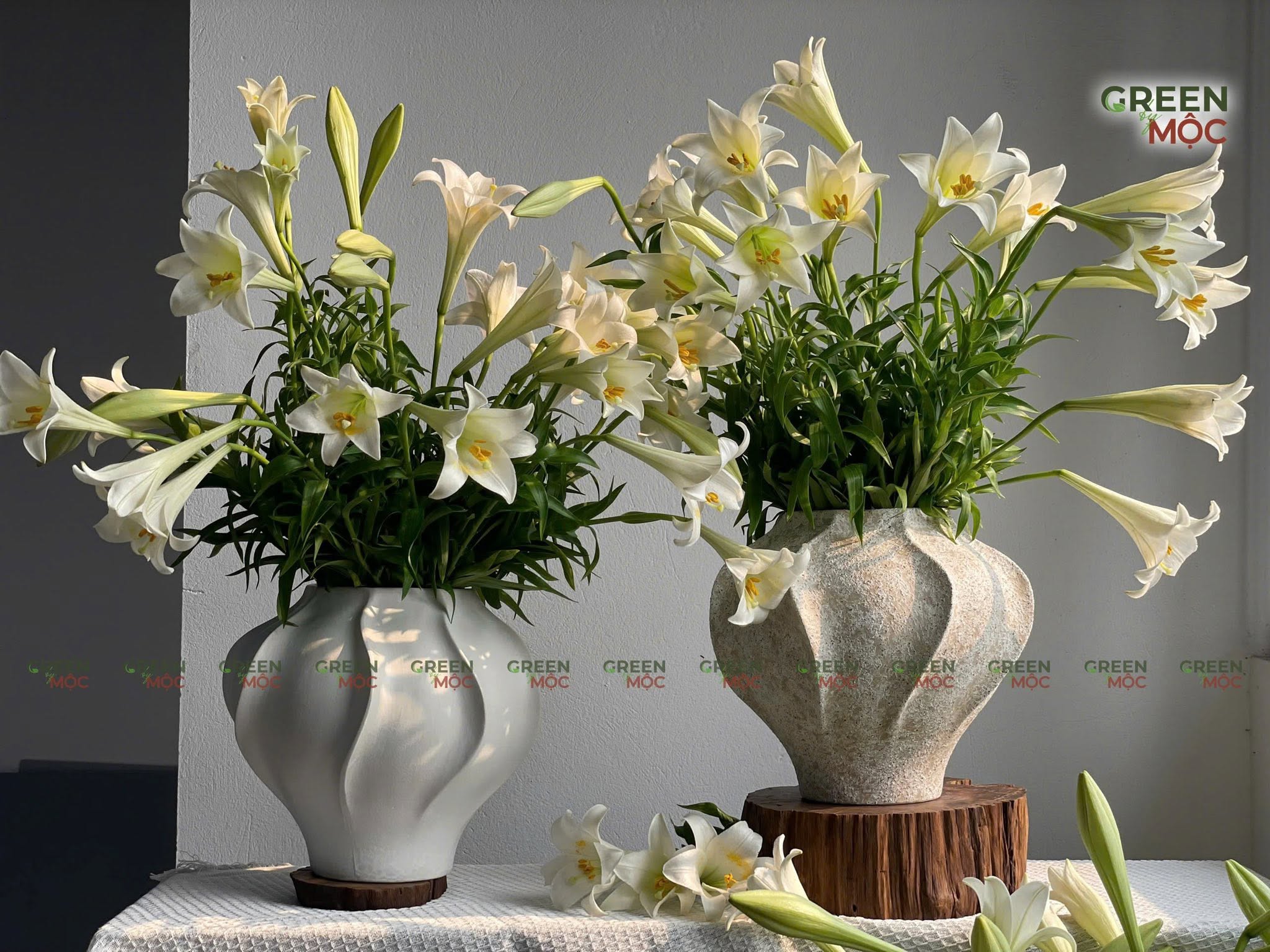 Gốm mộc Bát Tràng tại Green by Mộc