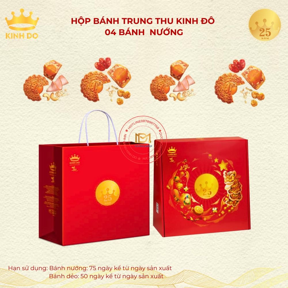 Hộp bánh trung thu Kinh đô 4 bánh tự chọn