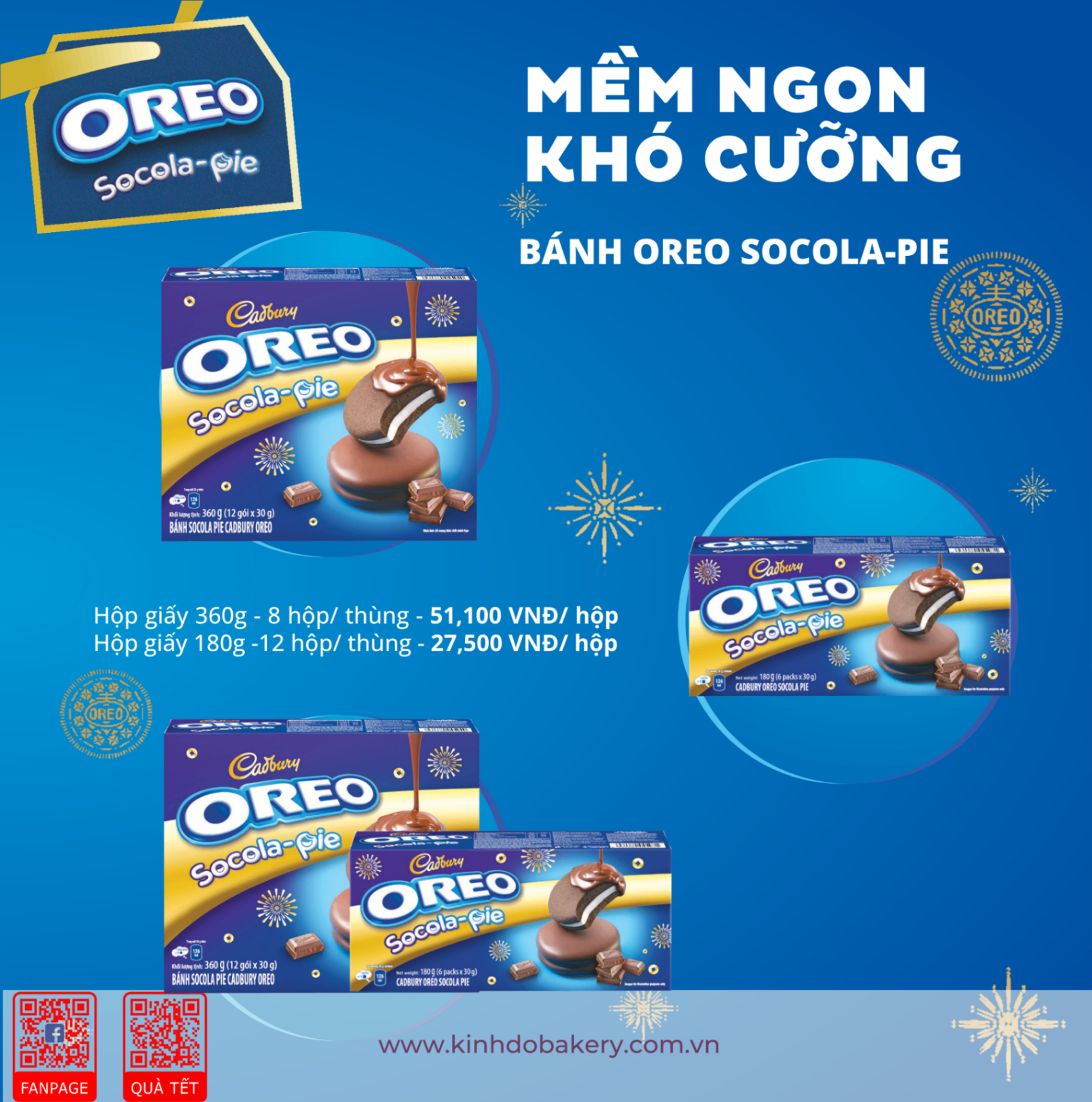 BST Tết Kinh Đô: bánh oreo socola pie 360g