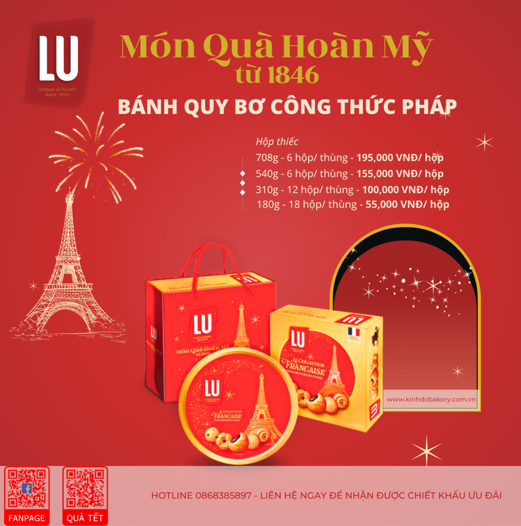 BST Tết Kinh Đô: bánh quy bơ công thức pháp LU 180g