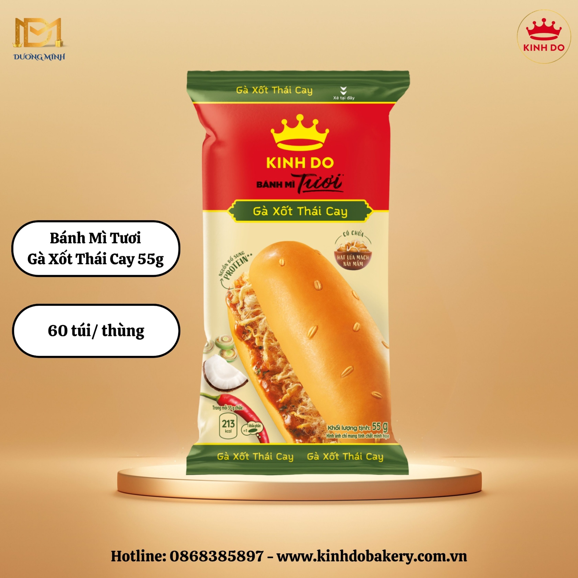 Bánh mì tươi Kinh Đô Gà xốt Thái chua cay 55g