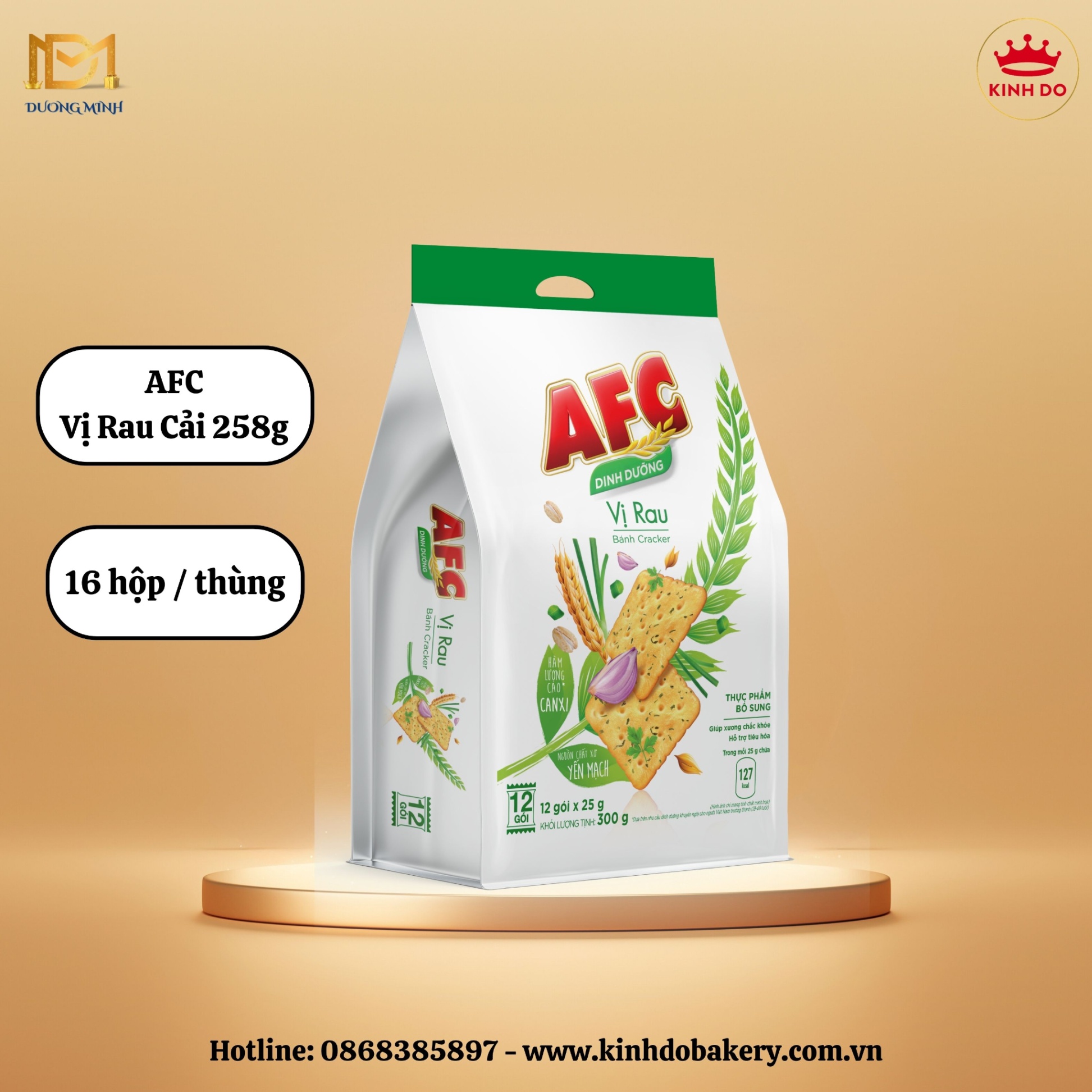 Bánh quy cracker AFC Dinh Dưỡng - vị rau cải 258g