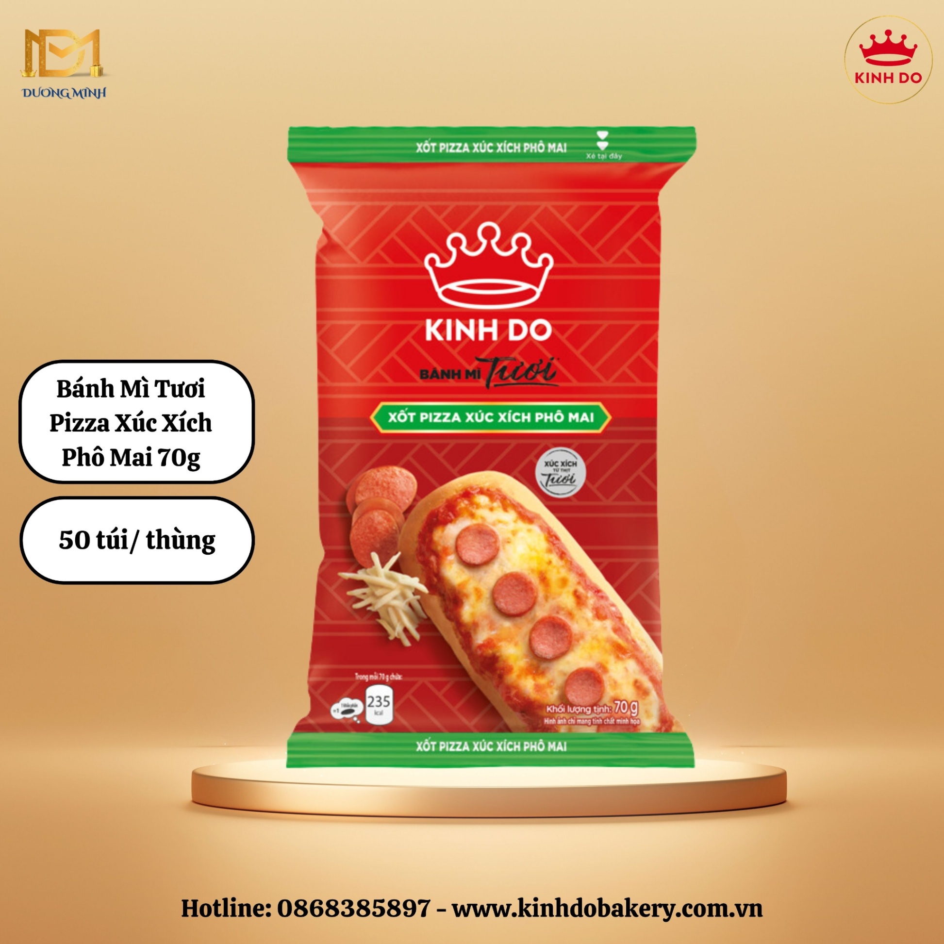 Bánh mì tươi Kinh Đô Pizza Xúc Xích 70g