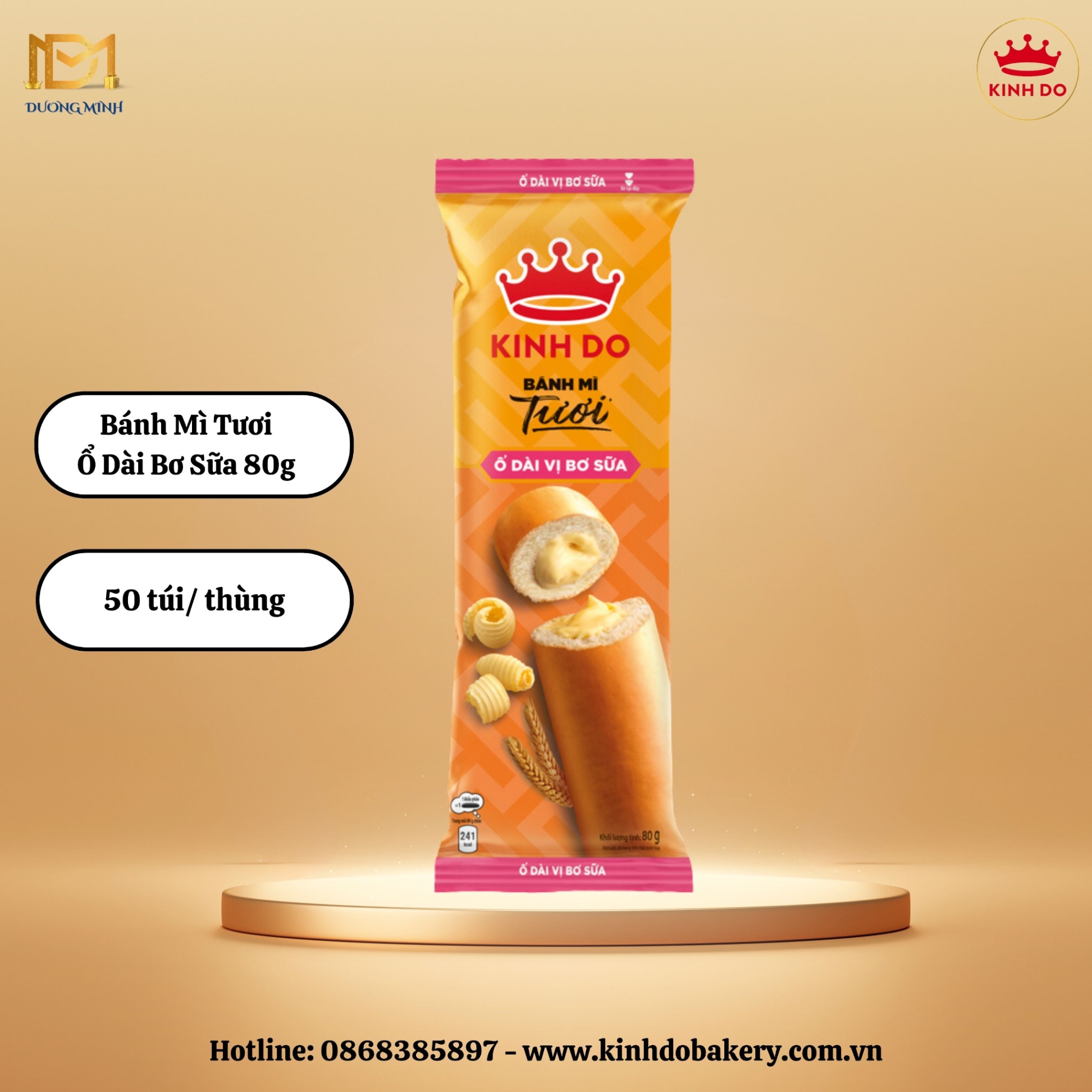 Bánh mì tươi Kinh Đô ổ dài bơ sữa 80g