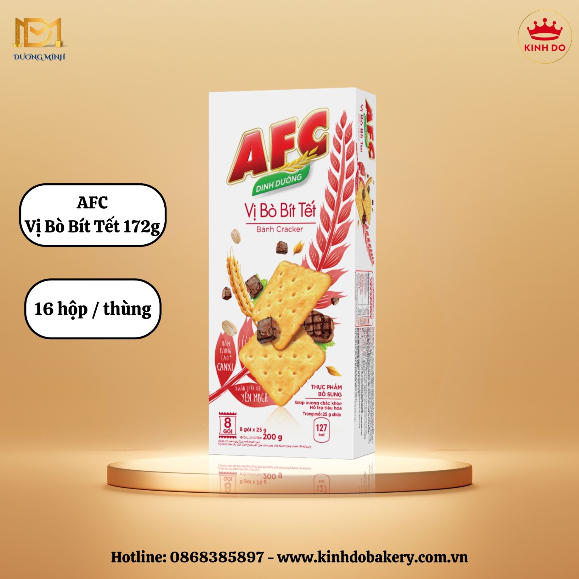 Bánh quy cracker AFC Dinh Dưỡng - vị bò bít tết 172g