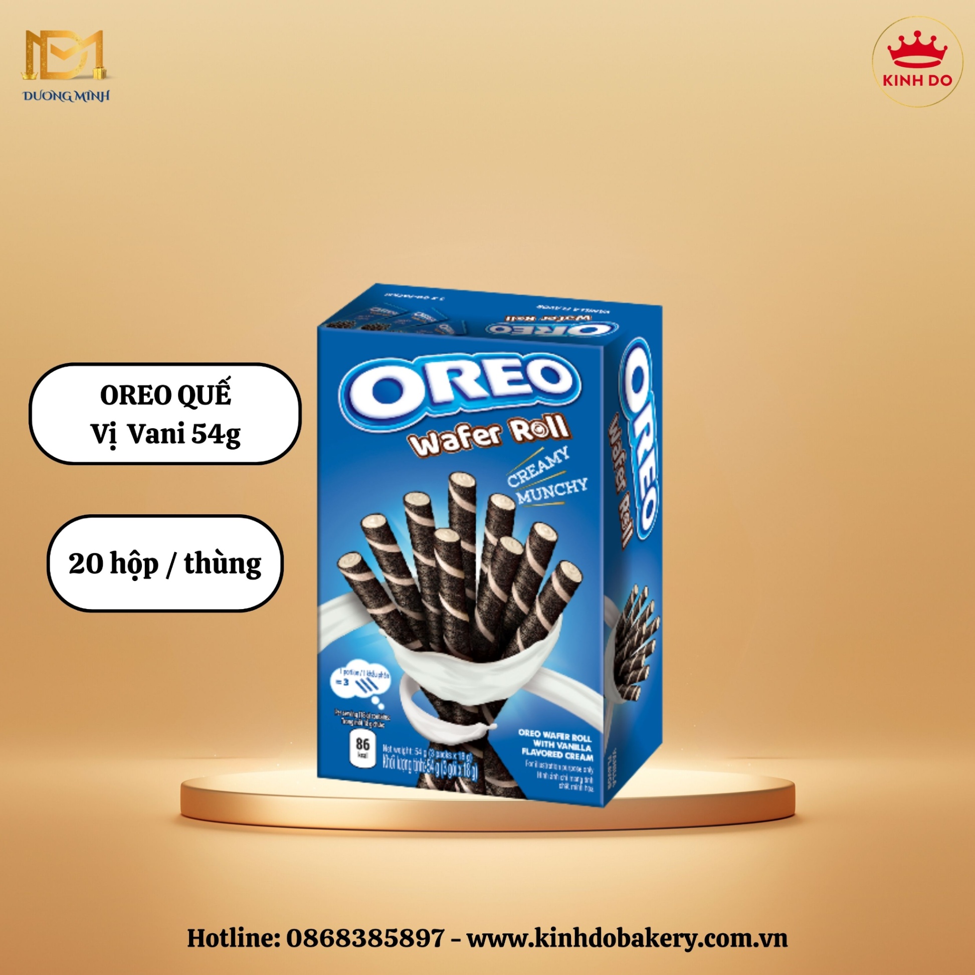 Bánh Quế Oreo Wafer Roll 54g HSV vị VANI