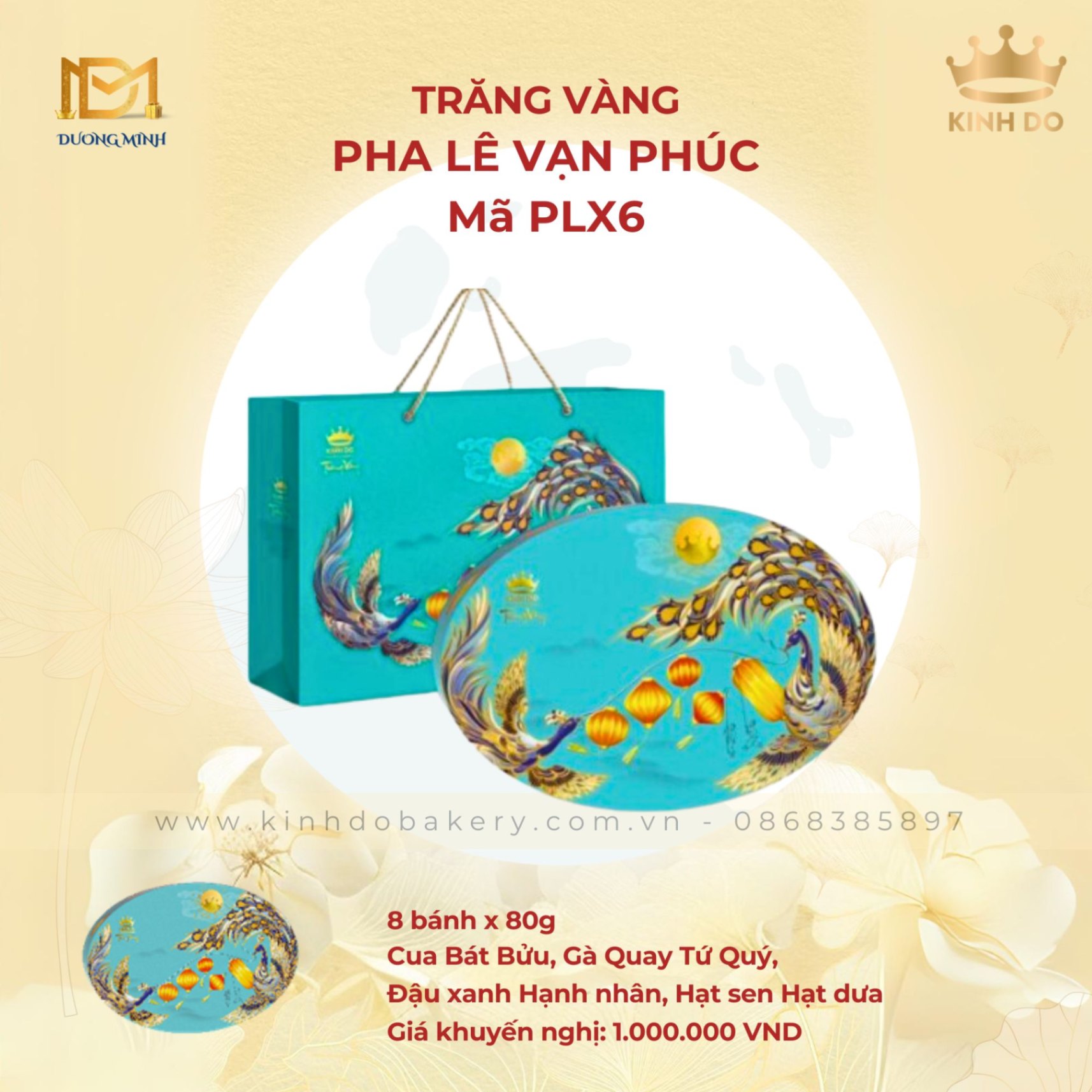 Bánh trung thu Kinh Đô Trăng vàng Pha Lê Vạn Phúc ( PLX6 )