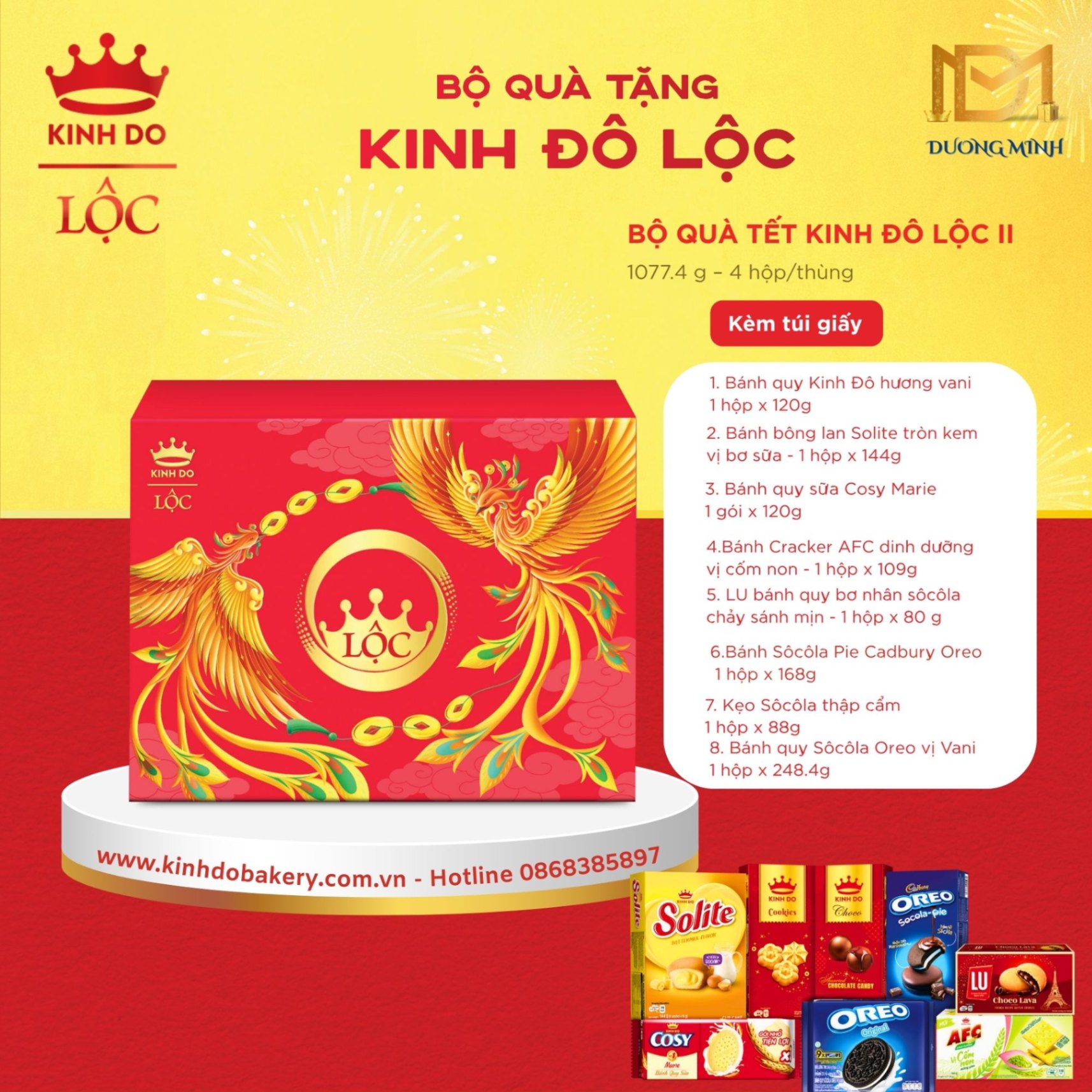 Hộp Quà Tết Bánh Kẹo Kinh Đô Lộc II.