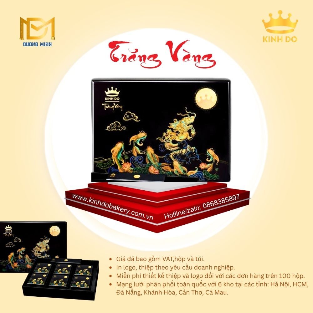 Bánh trung thu Kinh Đô Trăng vàng Long Ngư Vọng Nguyệt ( Hộp Sơn Mài ) - KC