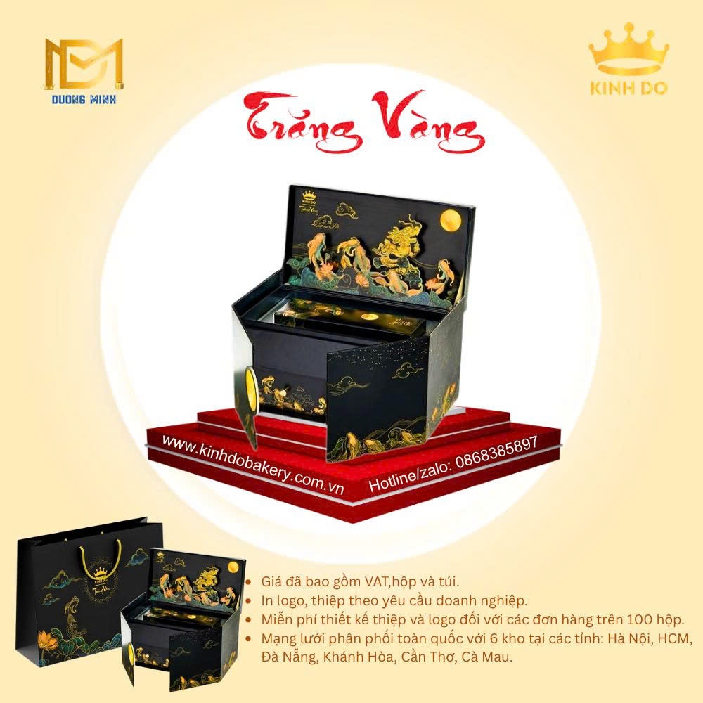 Bánh trung thu Kinh Đô Trăng vàng Long Ngư Vọng Nguyệt - Hộp 2 bánh ( G2 )