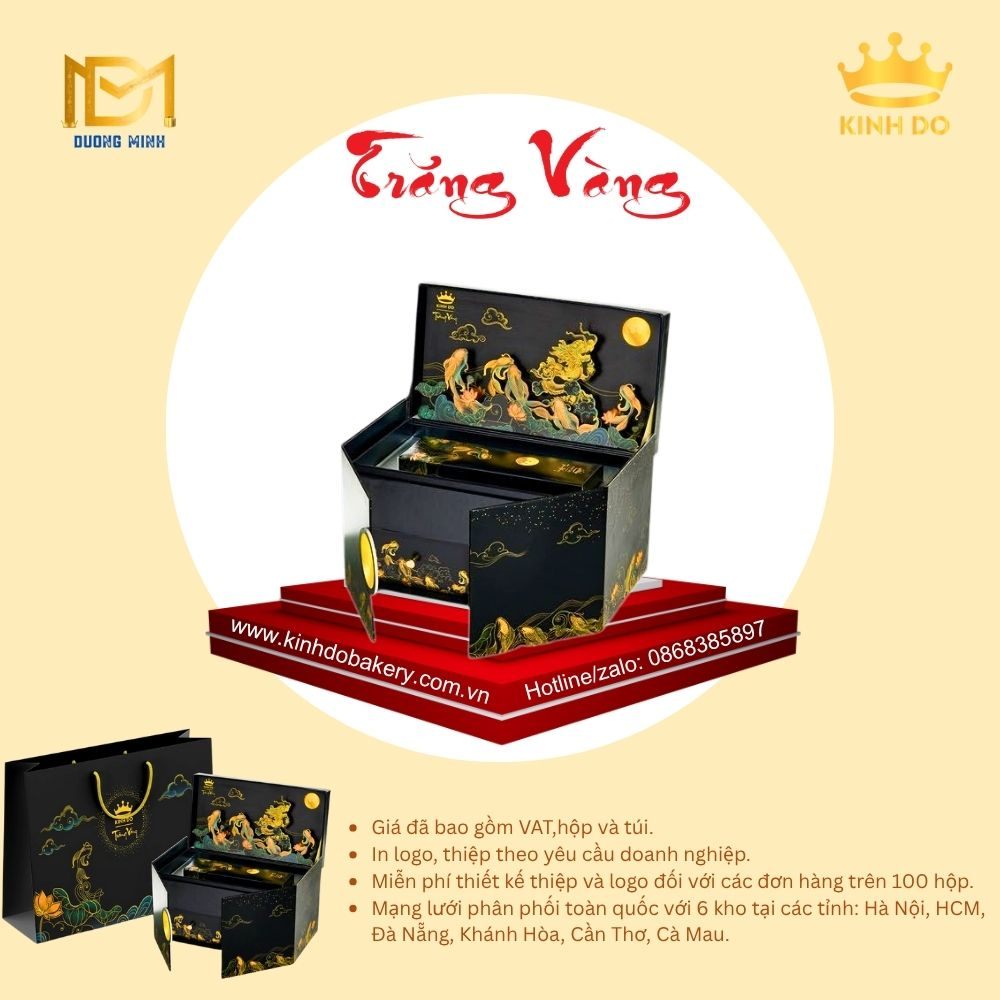 Bánh trung thu Kinh Đô Trăng vàng Long Ngư Vọng Nguyệt - Hộp 2 bánh ( G2 )