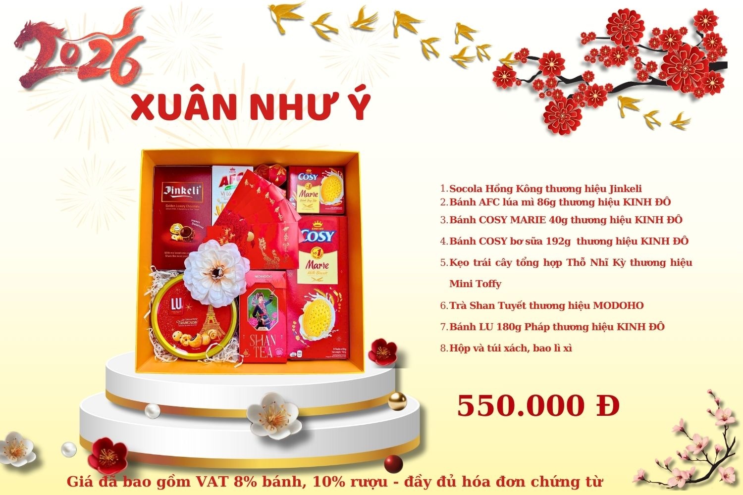 Hộp Quà Tết Xuân Như Ý 2026 – Sang Trọng – Đầy Đủ Bánh Kẹo