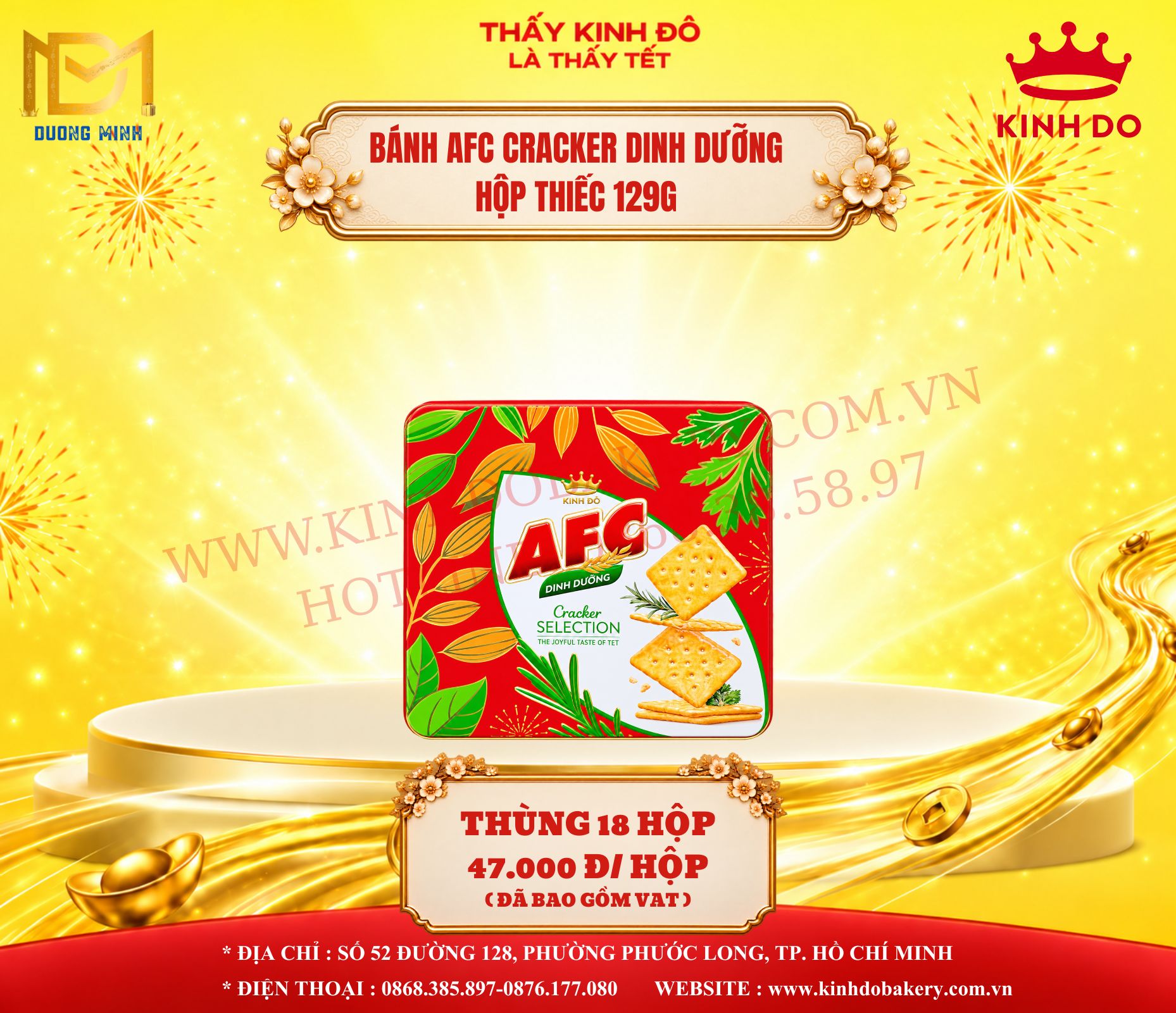 Bánh AFC Cracker Dinh Dưỡng Hộp Thiếc 129g