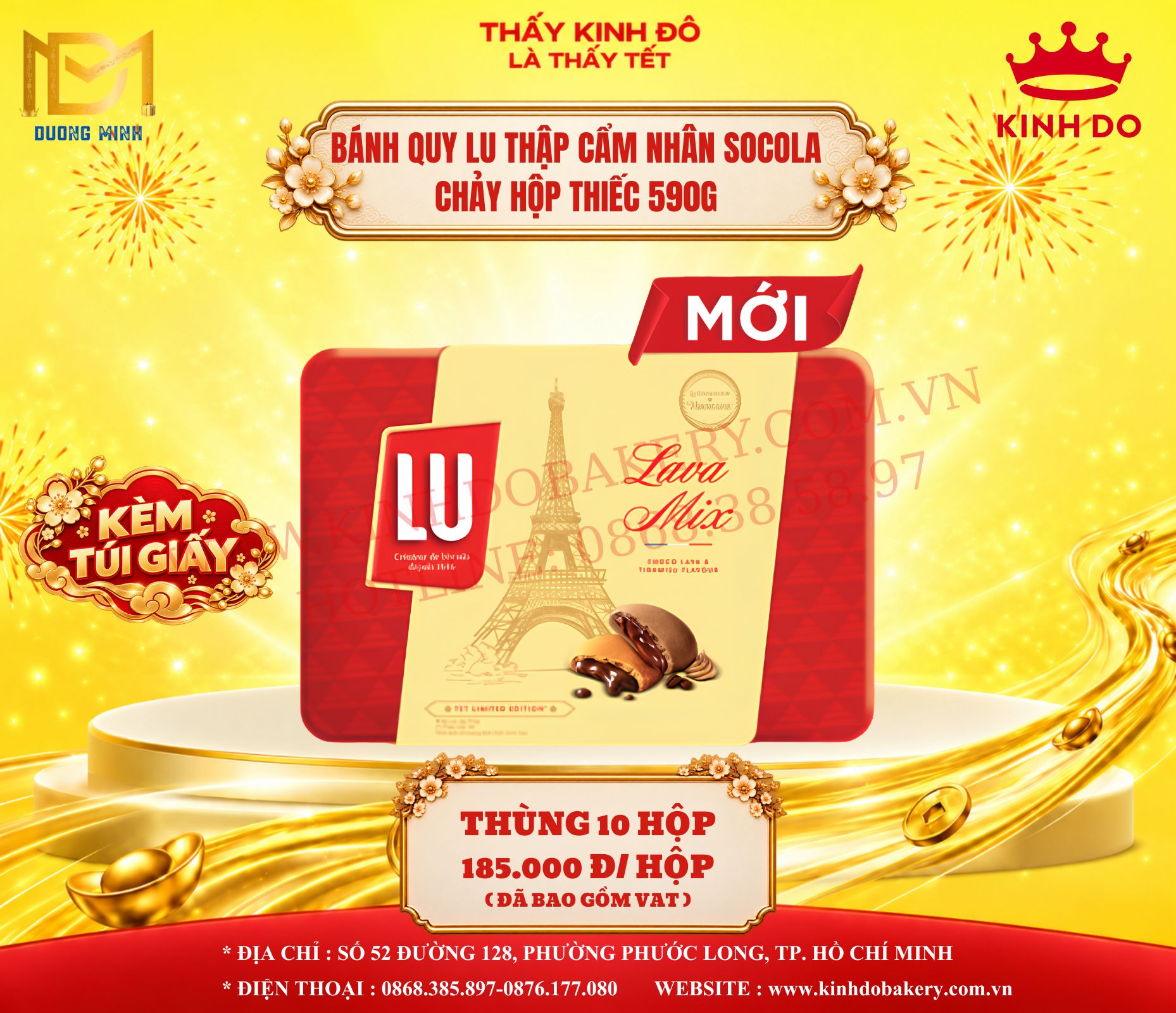 Bánh Quy LU Thập Cẩm Nhân Socola Chảy 590g Hộp Thiếc