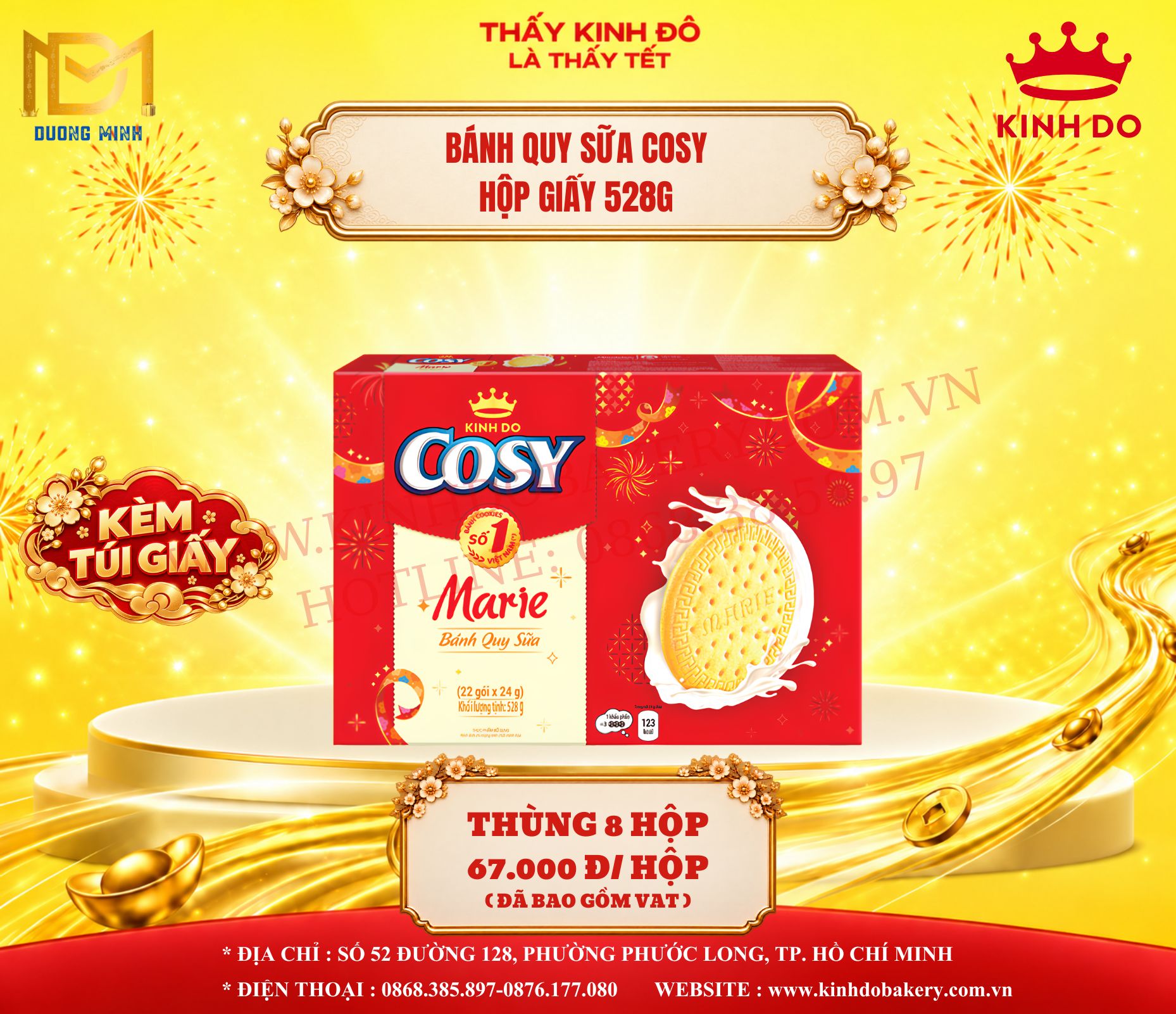 Bánh Quy Sữa COSY Marie Hộp Giấy 528g